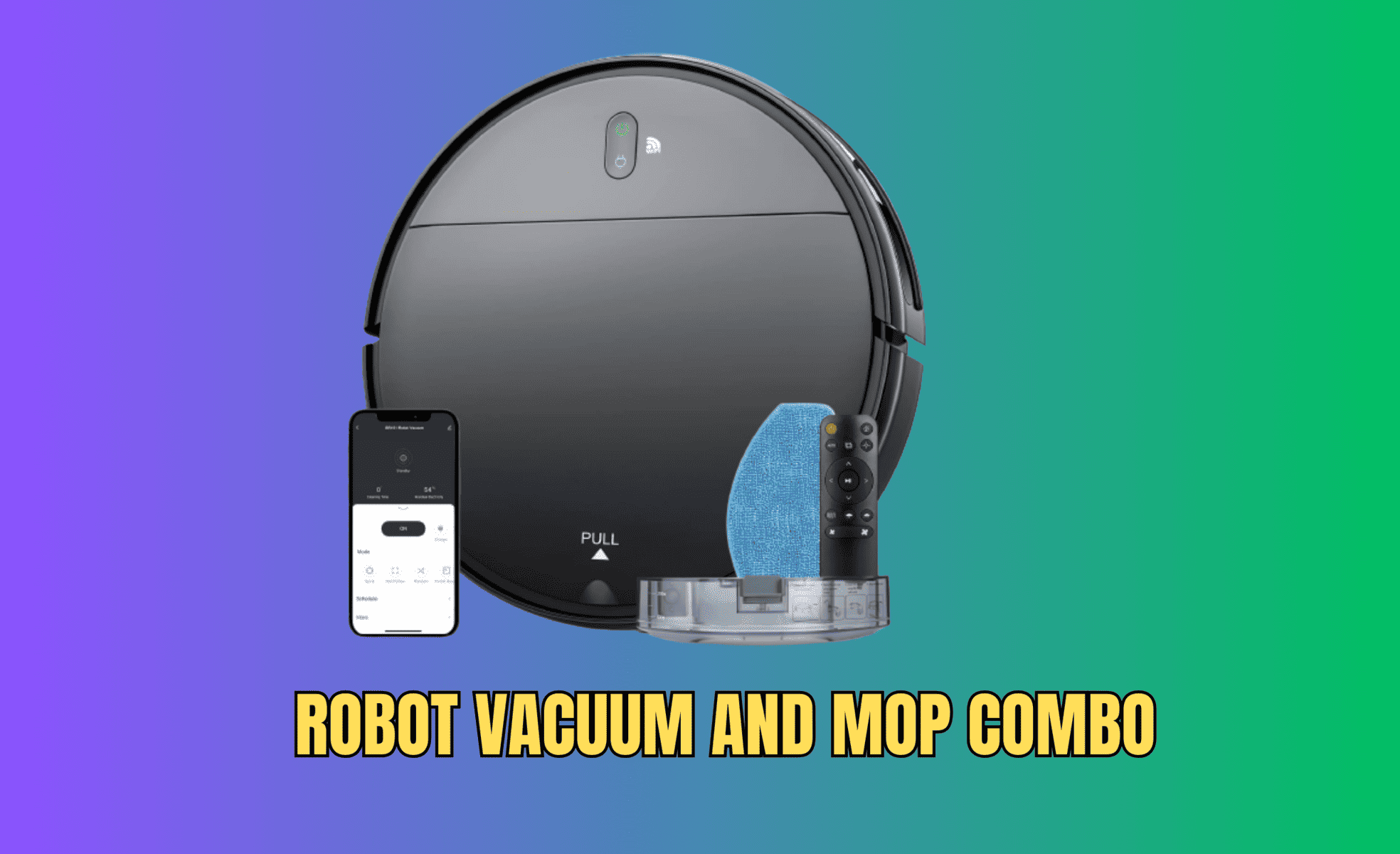 A robot vacuum and mop combo with a smartphone app, designed for automated floor cleaning.